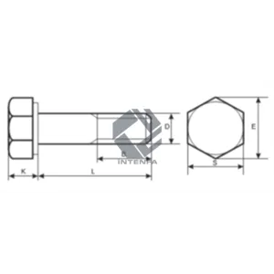 12.9 qualité - DIN 931 - ISO 4014 - UNI 5737 Boulons hexagonaux - Noir